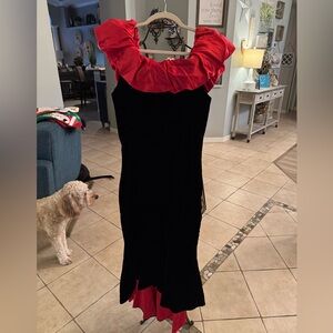 Vintage GUNNE SAX Jessica McClintock black/cream velvet dresss